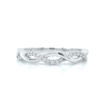 Half Eternity Twist Wedding Band in 14K White Gold