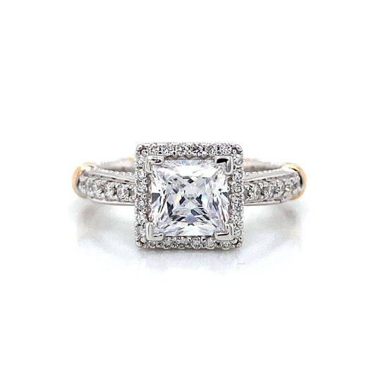 Verragio Square Halo Pave Engagement Ring in 18K White & Rose Gold