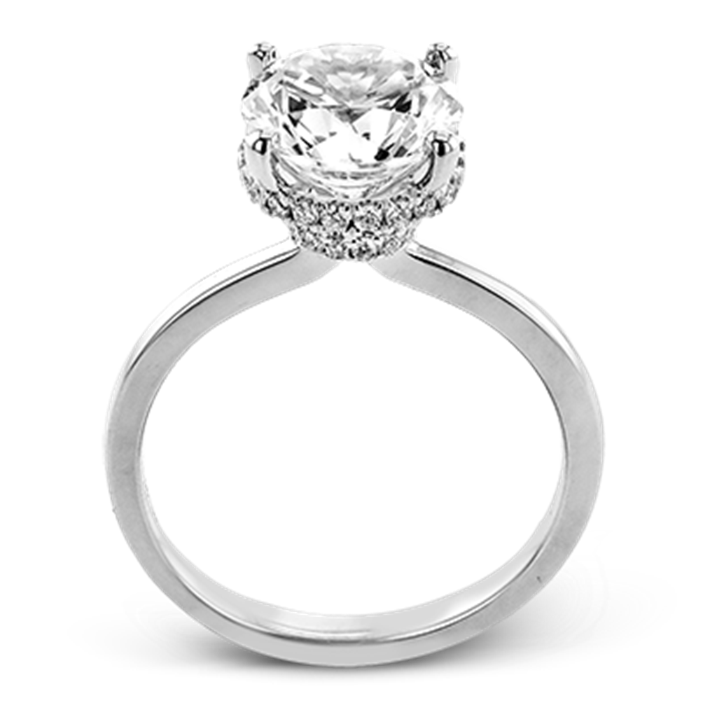 Double Hidden Halo Engagement Ring in 18k White Gold