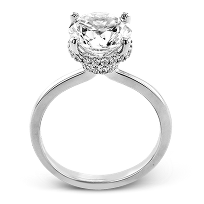 Double Hidden Halo Engagement Ring in 18k White Gold