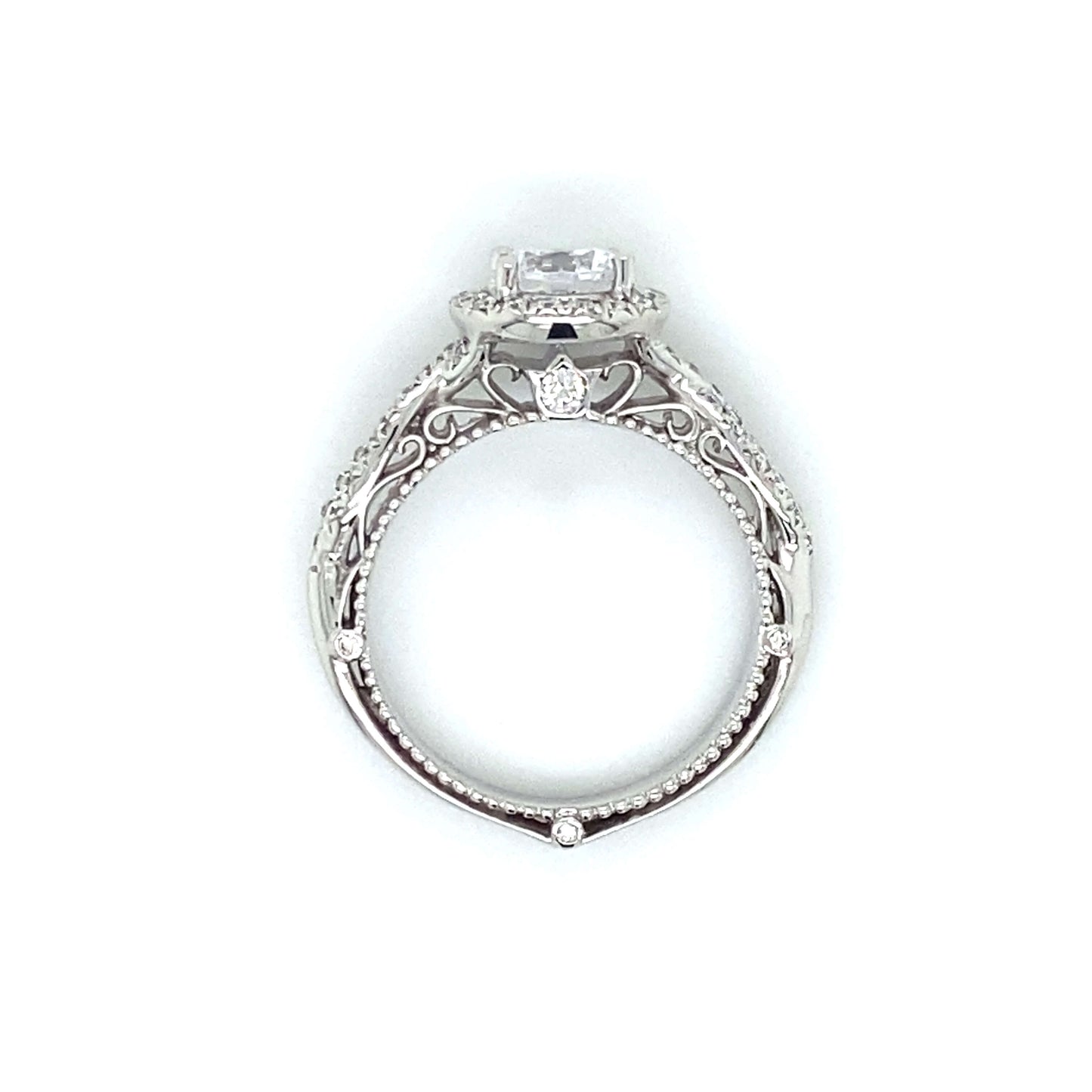 Verragio Halo Twisted Shank Engagement Ring in 18K White Gold