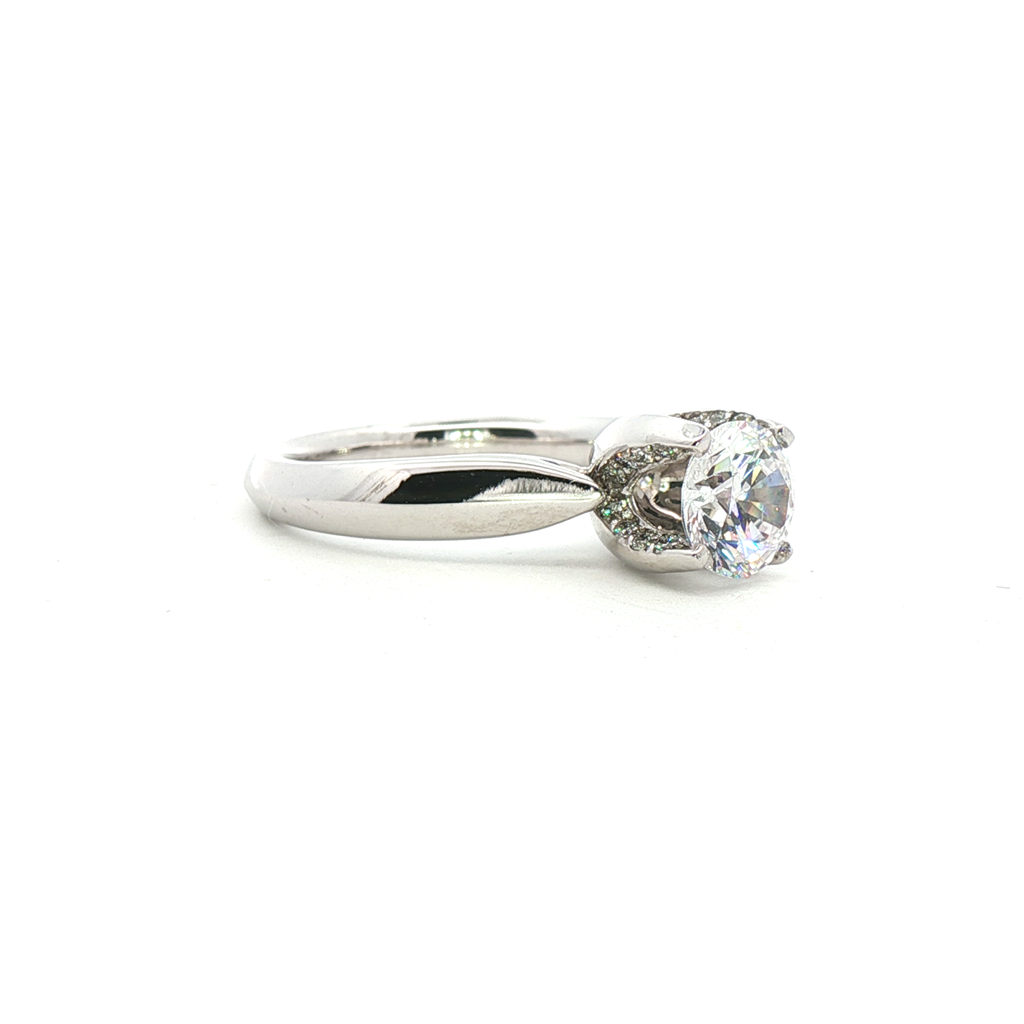 Verragio Solitaire Pave Engagement Ring in 18k White Gold