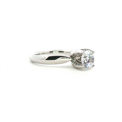 Verragio Solitaire Pave Engagement Ring in 18k White Gold
