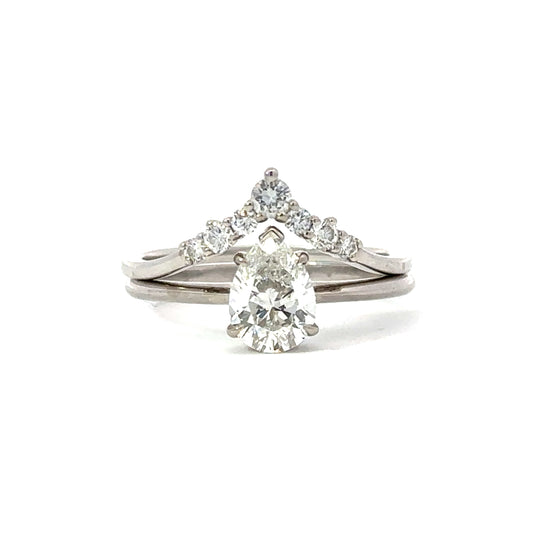 Solitaire Pear Shaped Bridal Set in 14K White Gold