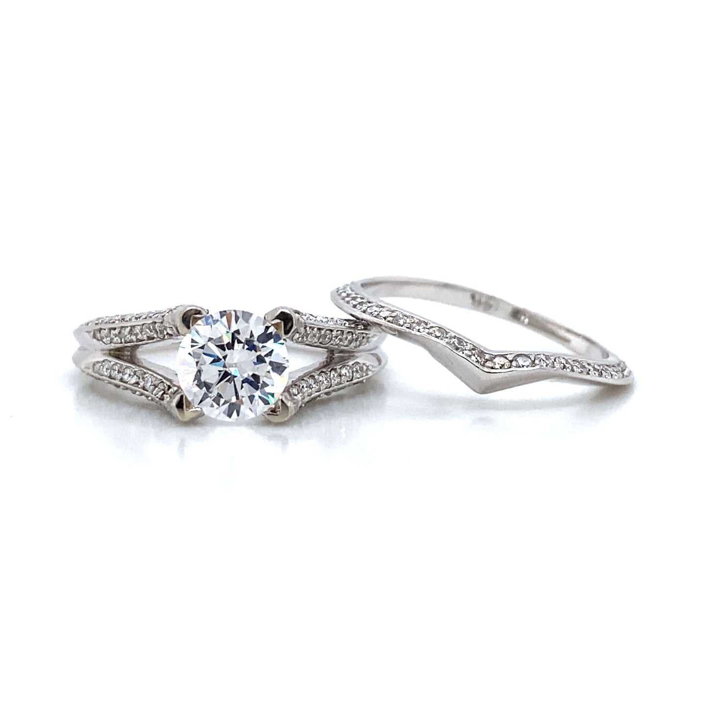 Pave Engagement Set in 14K White Gold