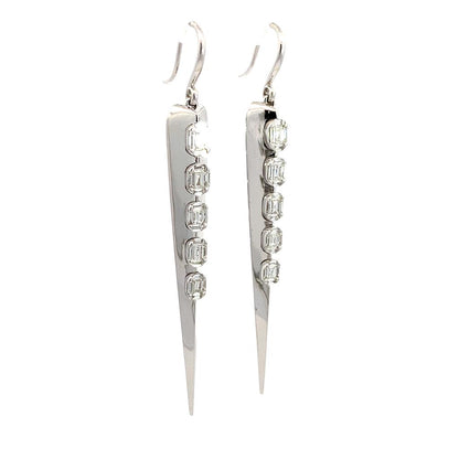 DANGLE ICICLE DIAMOND EARRINGS IN 18K White Gold