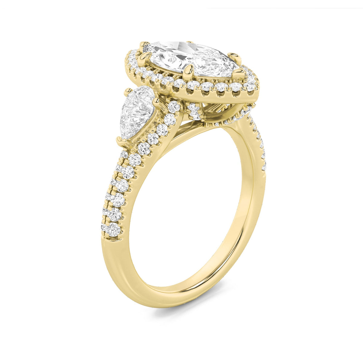 3CTW Marquise Lab-Grown Diamond Prong Three Stone Bold Accented Engagement Ring 95 Stones