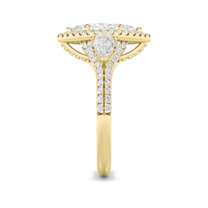 3CTW Marquise Lab-Grown Diamond Prong Three Stone Bold Accented Engagement Ring 95 Stones