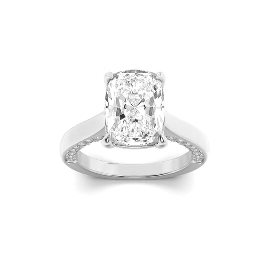 2.5CTW Elongated Cushion Lab-Grown Diamond Prong Accented Bridge Shank Engagement Ring 43 Stones