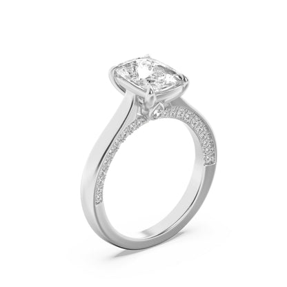 2.5CTW Elongated Cushion Lab-Grown Diamond Prong Accented Bridge Shank Engagement Ring 43 Stones