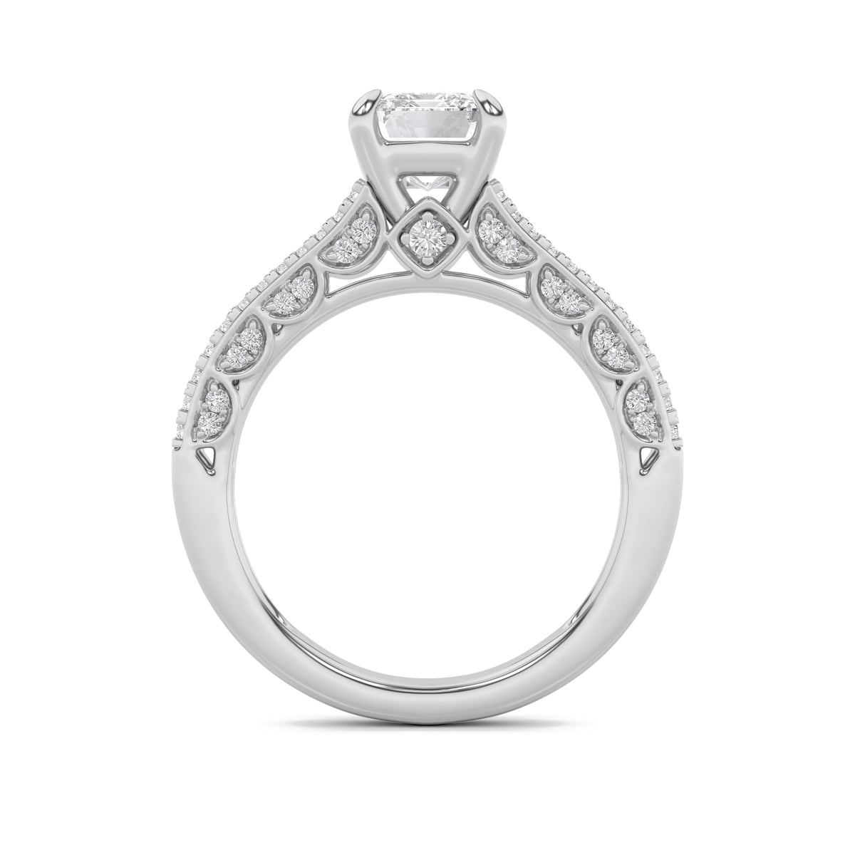 2CTW Emerald Lab-Grown Diamond Prong Split Shank Accented Engagement Ring 83 Stones