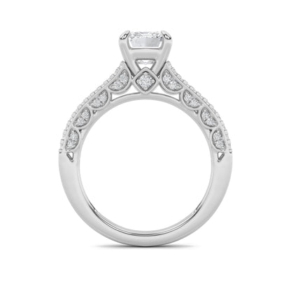 2CTW Emerald Lab-Grown Diamond Prong Split Shank Accented Engagement Ring 83 Stones