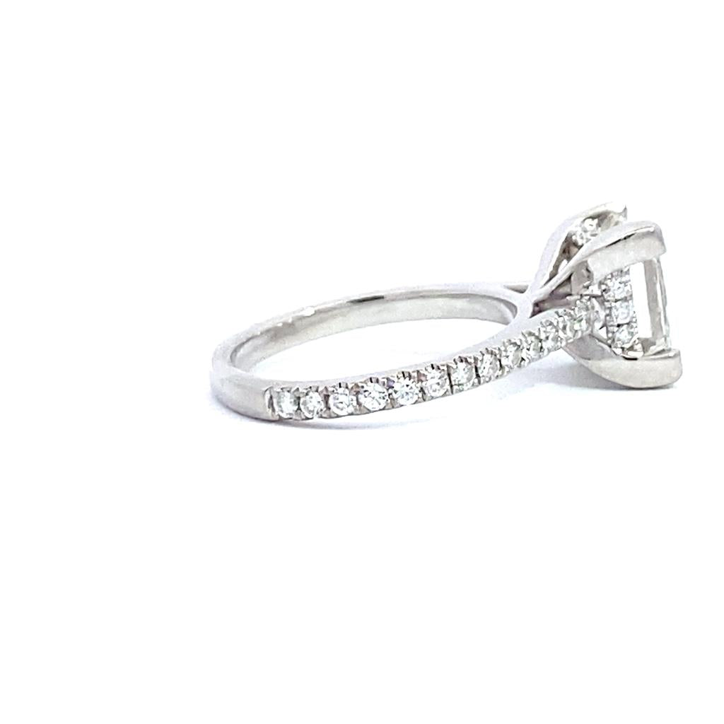 Hidden Halo Pave Cathedral Engagement Ring in Platinum
