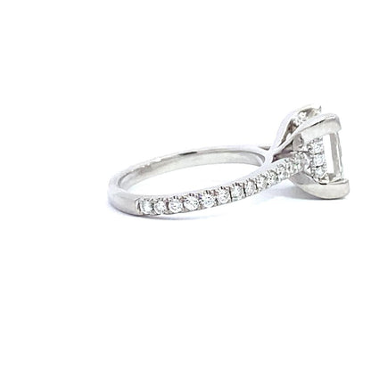 Hidden Halo Pave Cathedral Engagement Ring in Platinum