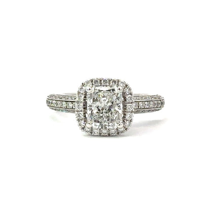 Halo Engagement Ring in 18k White Gold
