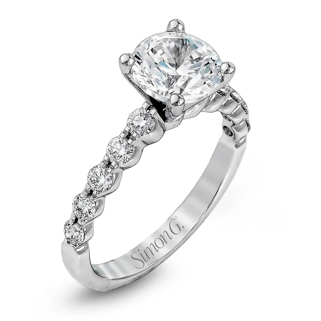Simon G. Side Stone Bridal Set in 18K White Gold