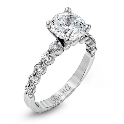 Simon G. Side Stone Bridal Set in 18K White Gold