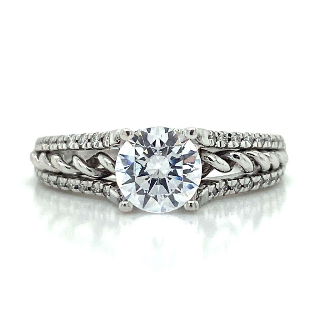 Ritani Pave Split Shank Engagement Ring in 18K White Gold