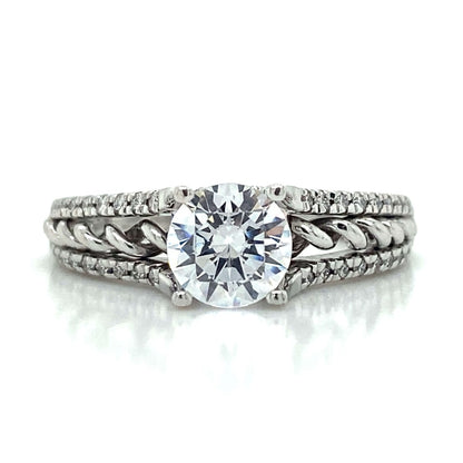 Ritani Pave Split Shank Engagement Ring in 18K White Gold