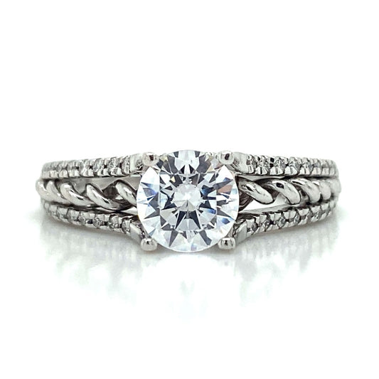 Ritani Pave Split Shank Engagement Ring in 18K White Gold