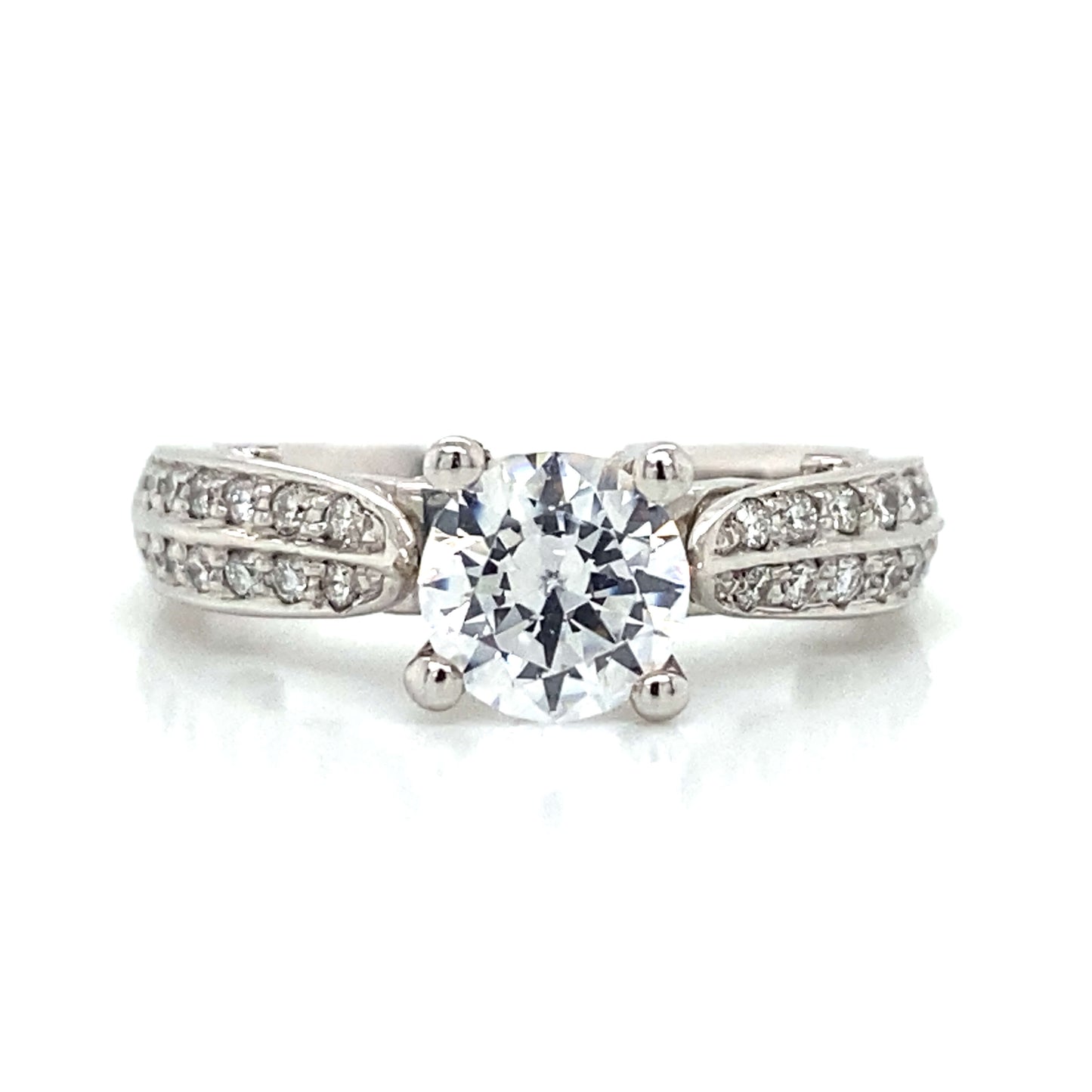 Verragio Pave Double Shank Engagement Ring in 18K White Gold