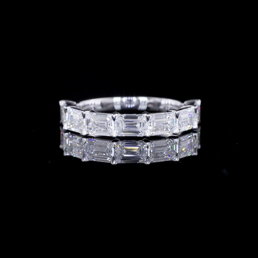 Half Eternity Eternity Band Emerald 14K White Gold EB199