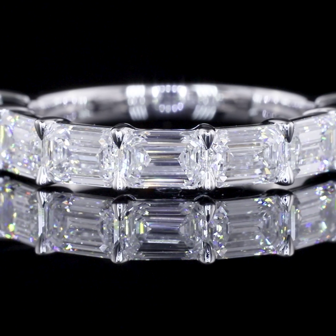 Half Eternity Eternity Band Emerald 14K White Gold EB199