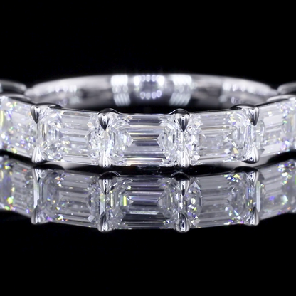 Half Eternity Eternity Band Emerald 14K White Gold EB199