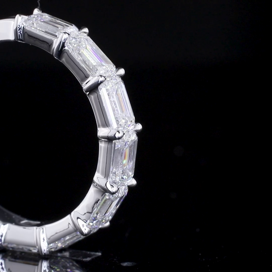 Half Eternity Eternity Band Emerald 14K White Gold EB199