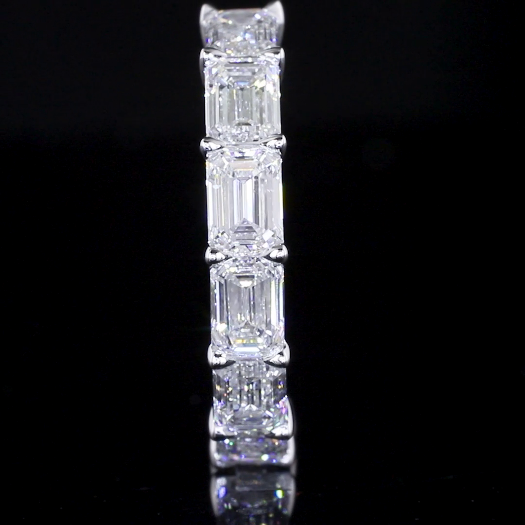 Half Eternity Eternity Band Emerald 14K White Gold EB199