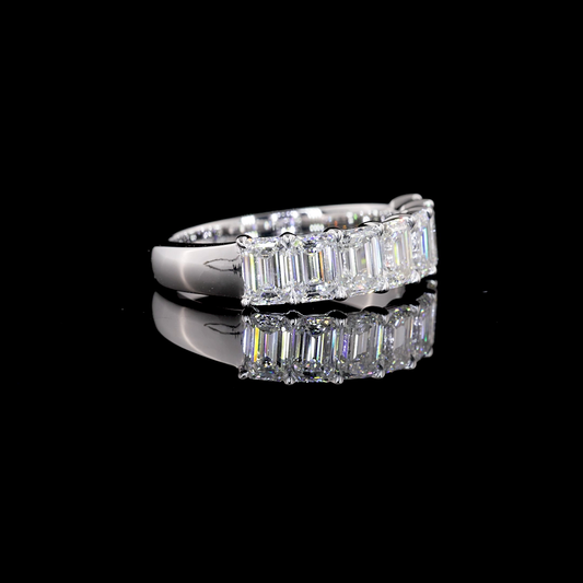 Half Eternity Eternity Band Emerald 14K White Gold EB303
