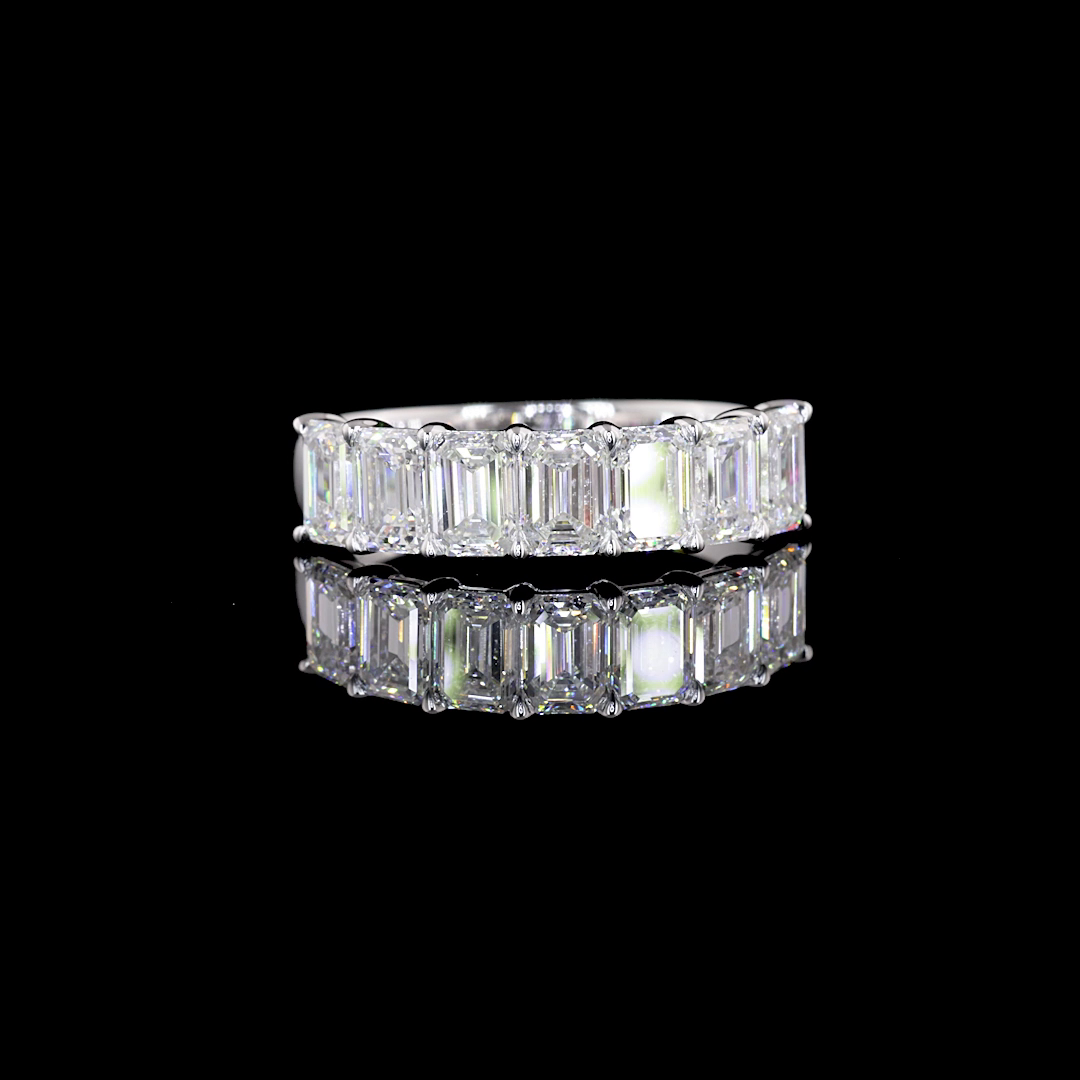 Half Eternity Eternity Band Emerald 14K White Gold EB303