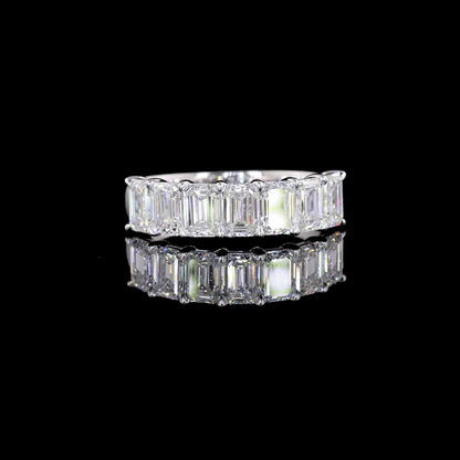 Half Eternity Eternity Band Emerald 14K White Gold EB303