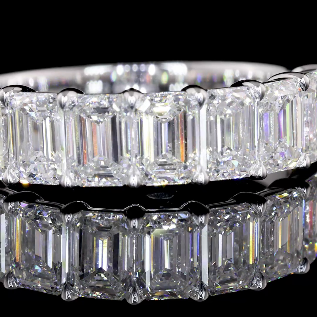 Half Eternity Eternity Band Emerald 14K White Gold EB303