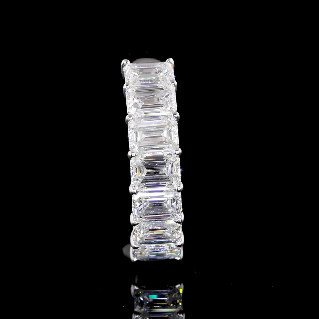 Half Eternity Eternity Band Emerald 14K White Gold EB303