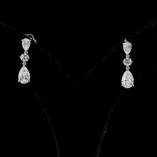 Hanging Earring Pear 14K White Gold ER10465