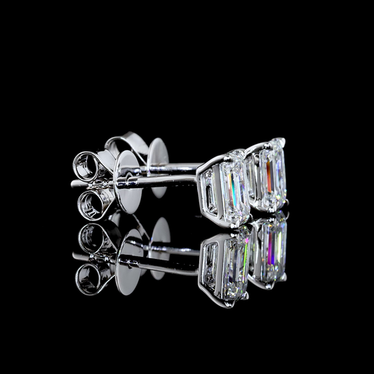 Studs Earring Emerald 14K White Gold ER2236