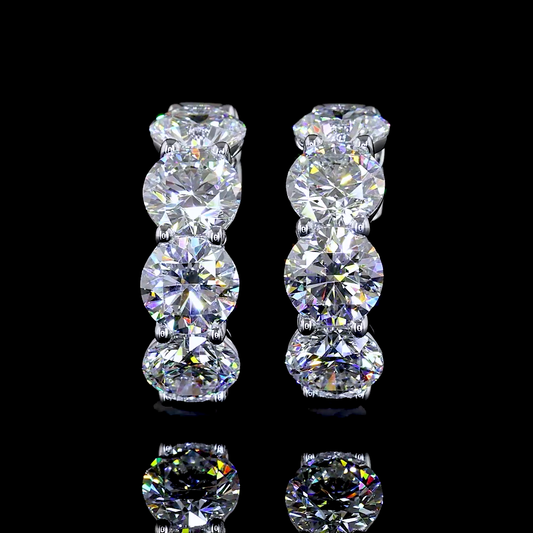 Huggies Earring Round 14K White Gold ER8103