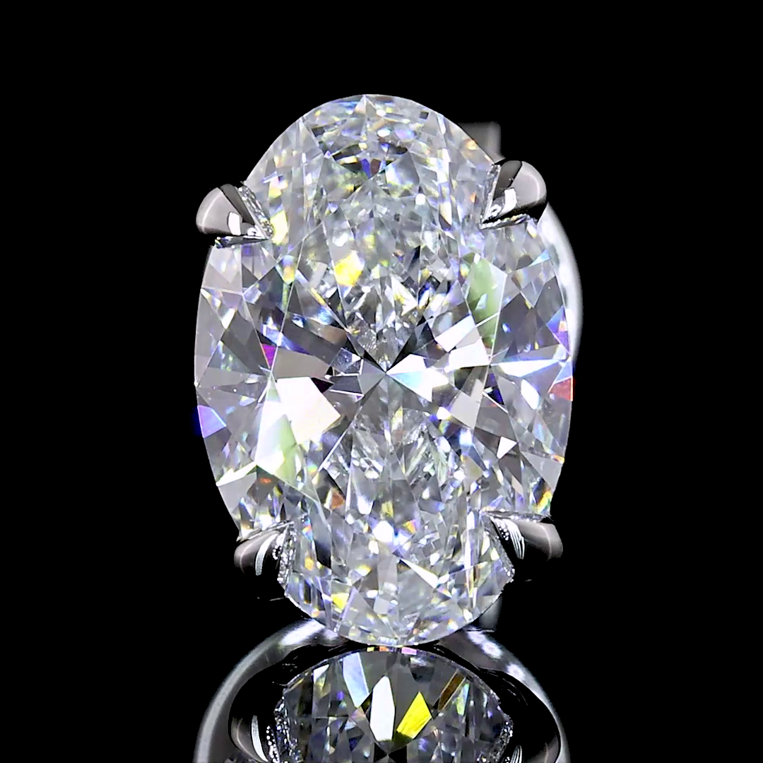 Studs Earring Oval 18K White Gold OV100W18R017