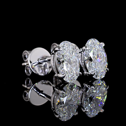 Studs Earring Oval 18K White Gold OV100W18R017
