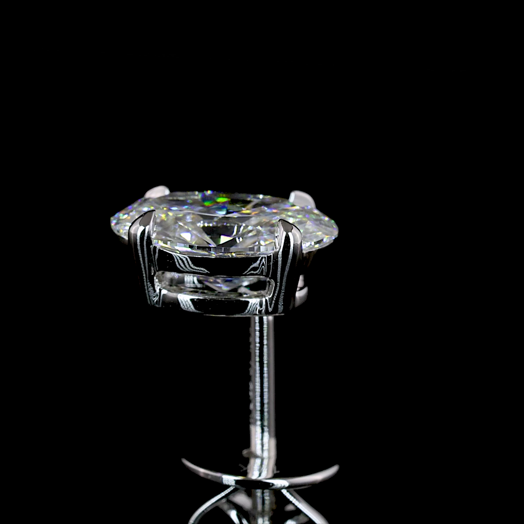 Studs Earring Oval 18K White Gold OV100W18R017