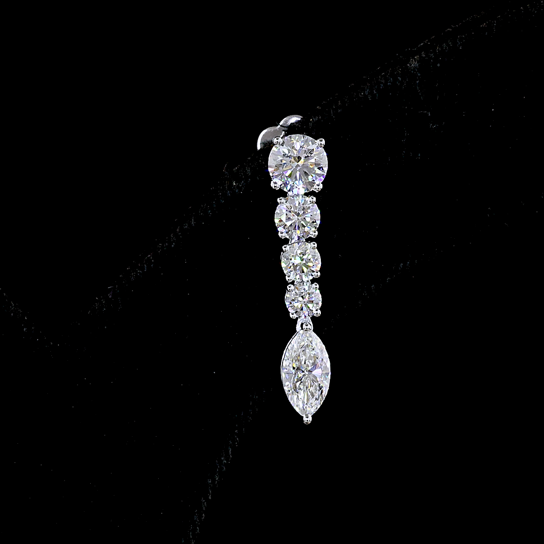 Hanging Earring MIX 14K White Gold ER9105