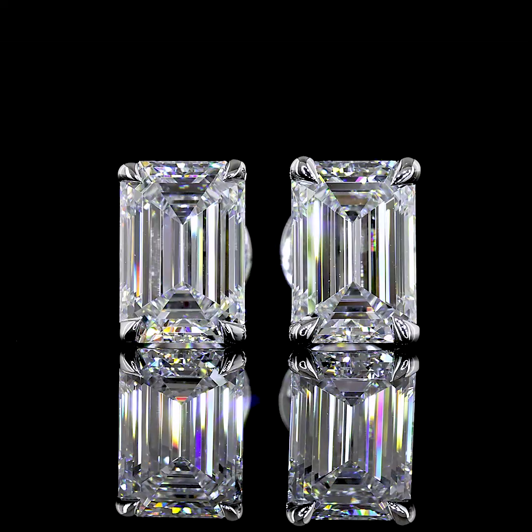 Studs Earring Emerald 14K White Gold ER9116