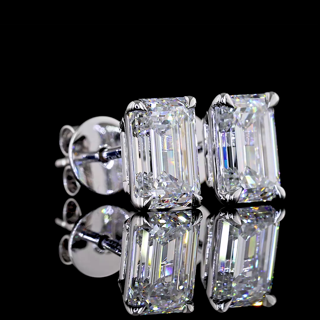 Studs Earring Emerald 14K White Gold ER9116