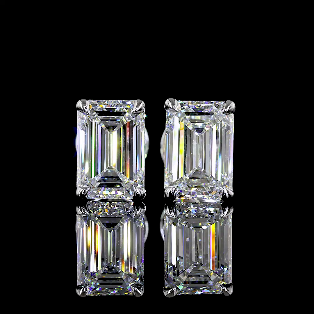 Studs Earring Emerald 14K White Gold ER9118