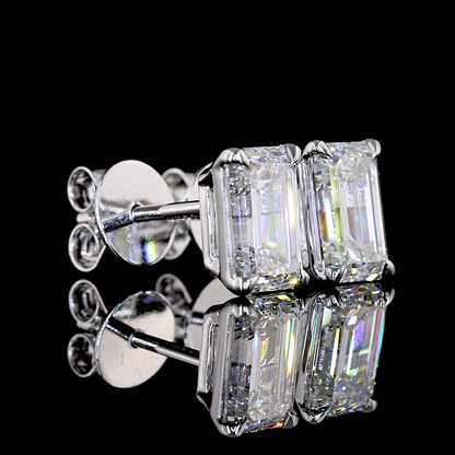 Studs Earring Emerald 14K White Gold ER9118