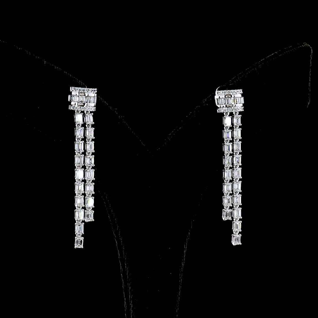 Lariat Earring Emerald 14K White Gold ER9513