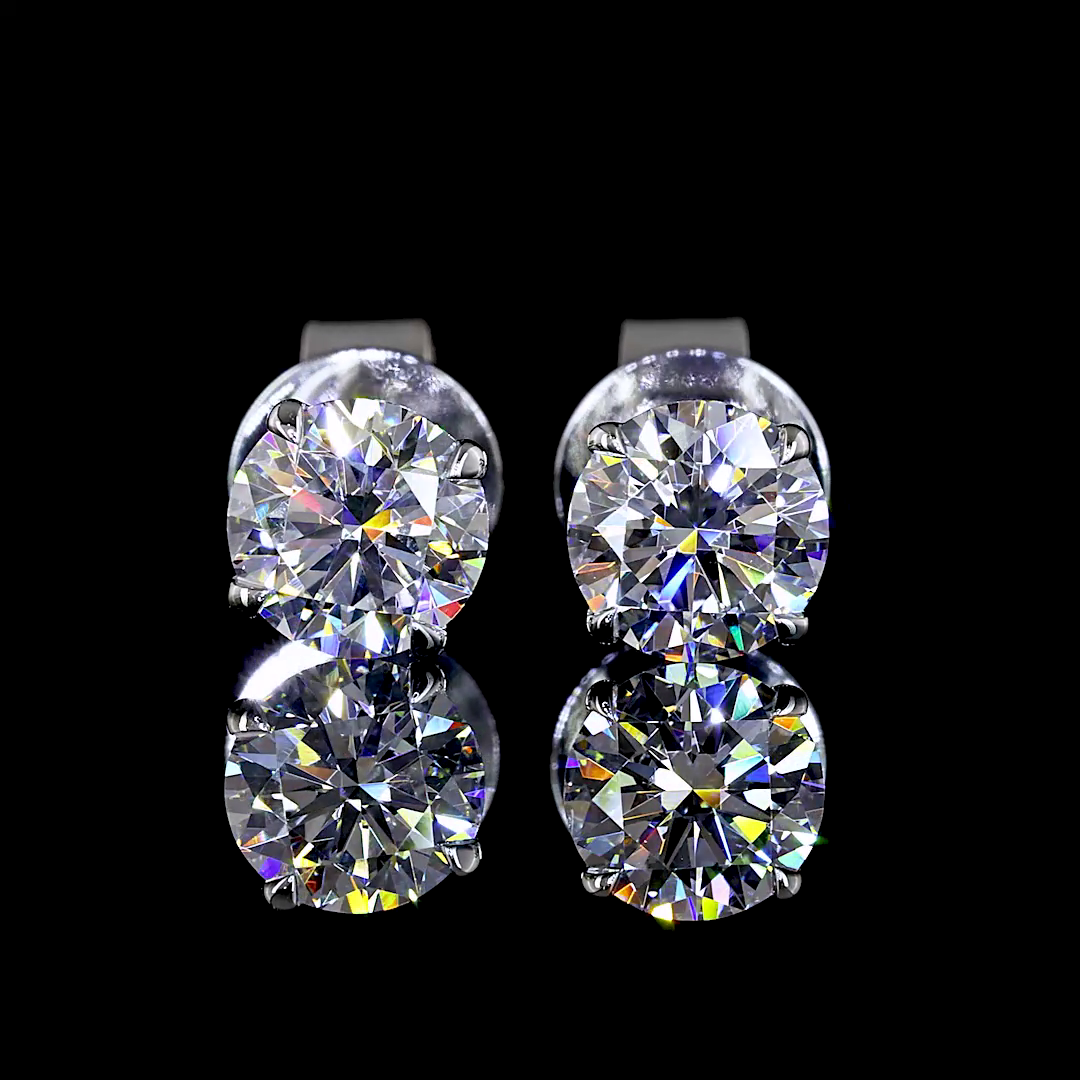 Studs Earring Round 14K White Gold ER9536