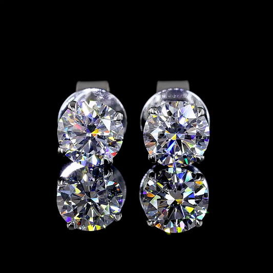 Studs Earring Round 14K White Gold ER9536