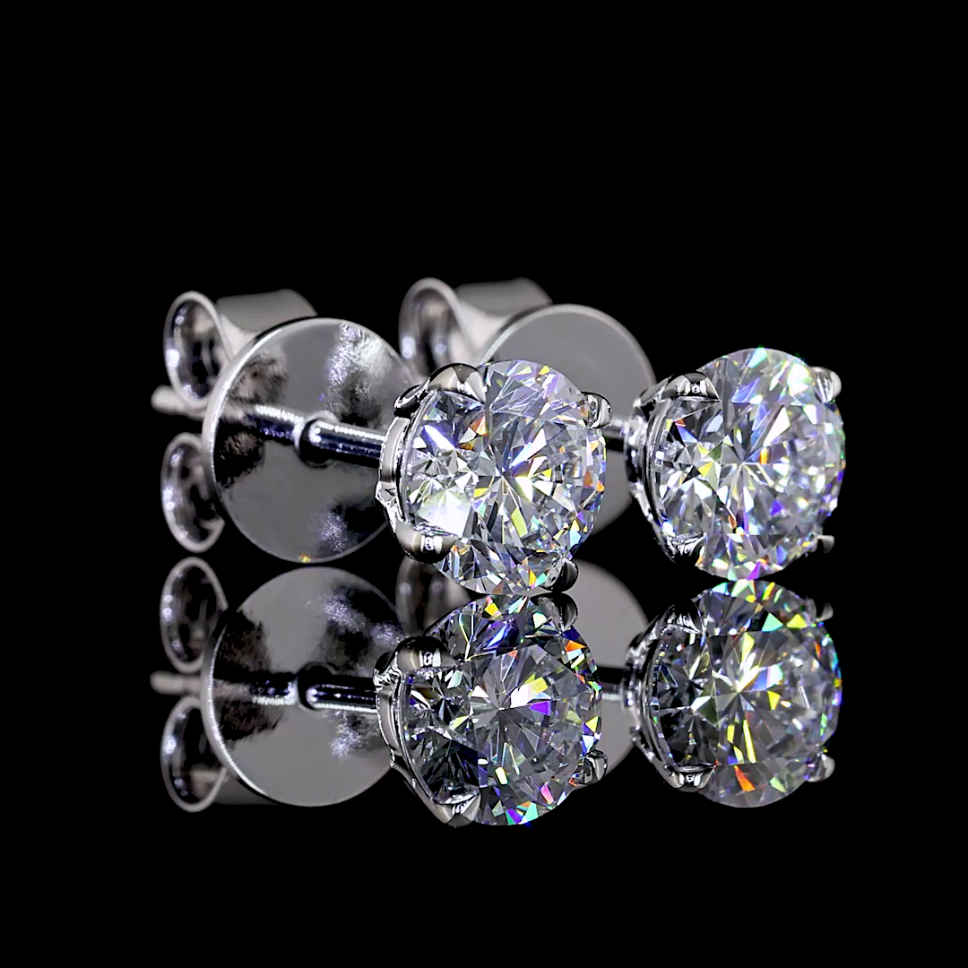 Studs Earring Round 14K White Gold ER9536